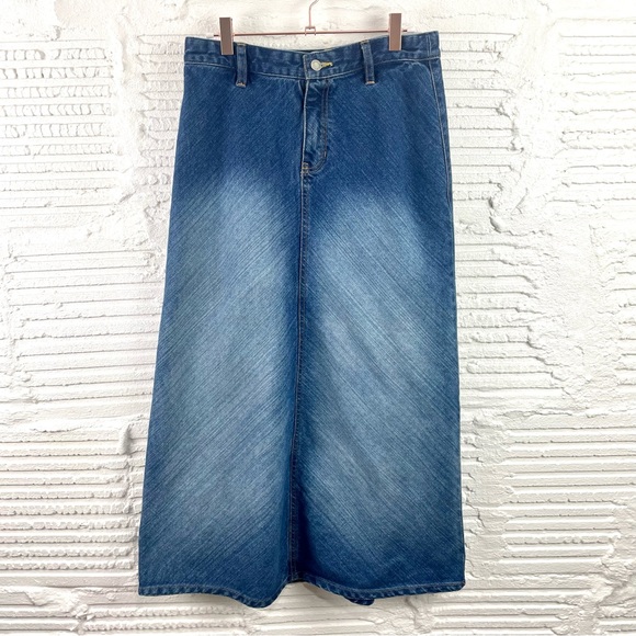 GAP Jeans Y2K Midi Length Denim Skirt Slight A-Line 100% Cotton Size 4 - Picture 1 of 10